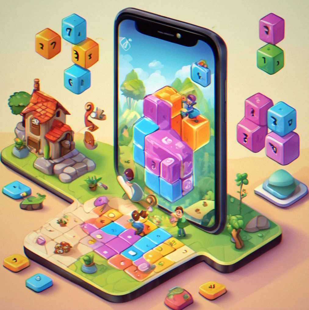 Mobile phone shoowing game interface with timer badge displaying 7 minutes