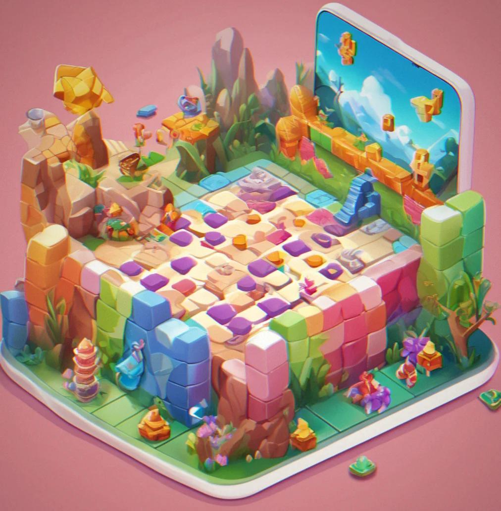 Mobile game screen showing completed puzzle ldvel with time counter displaying 6 minutes and 42 seconds